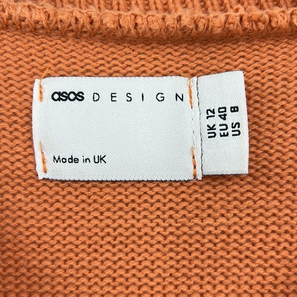 ASOS DESIGN tropical orange, blue, black and white Crewneck sweater SZ 8 - Picture 6 of 10